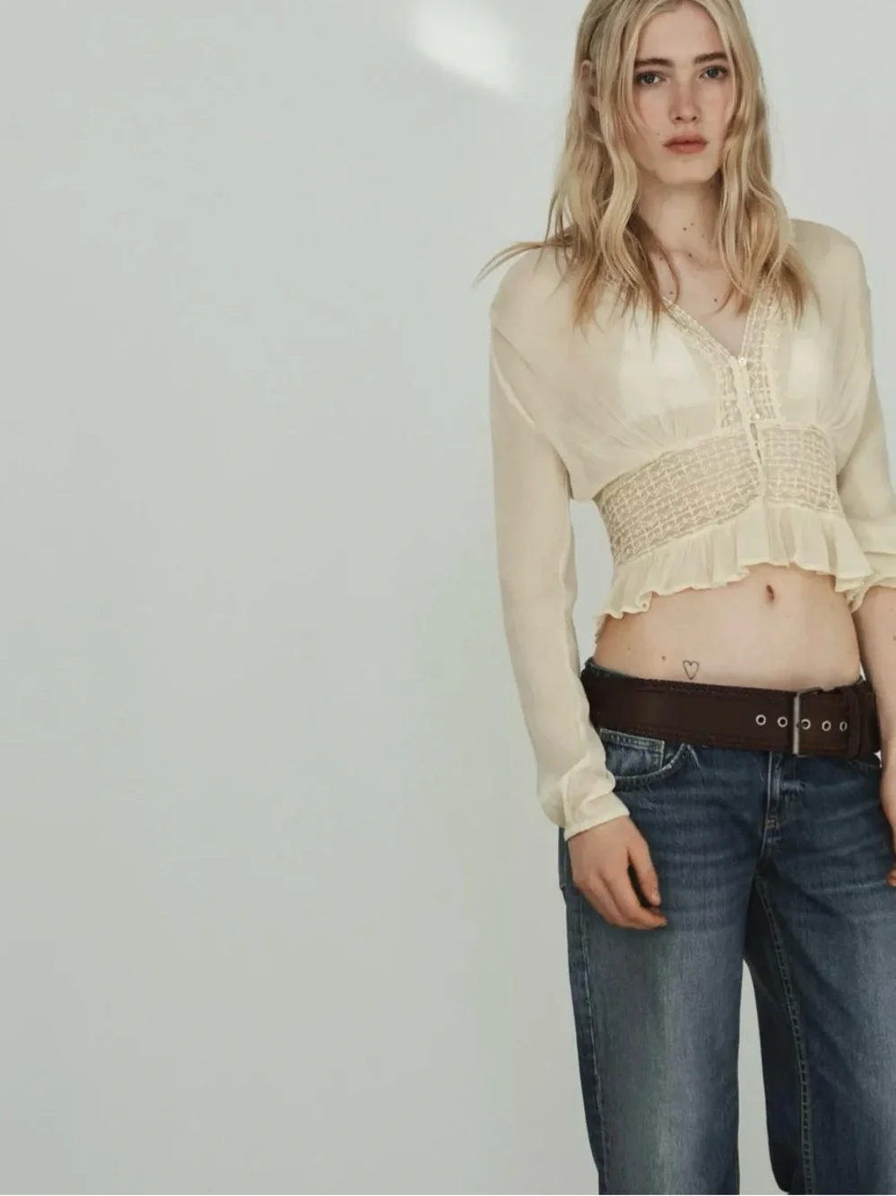 NWT ZARA GAUZE LACE SHIRT